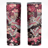 Japanese Hawaiian Crane Skinny Tumbler Soft Pink Tapa Patchwork Pattern LT9 Pink - Polynesian Pride