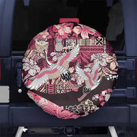 Japanese Hawaiian Crane Spare Tire Cover Soft Pink Tapa Patchwork Pattern LT9 No hole Pink - Polynesian Pride