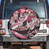 Japanese Hawaiian Crane Spare Tire Cover Soft Pink Tapa Patchwork Pattern LT9 Pink - Polynesian Pride