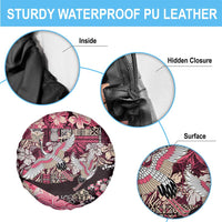 Japanese Hawaiian Crane Spare Tire Cover Soft Pink Tapa Patchwork Pattern LT9 - Polynesian Pride