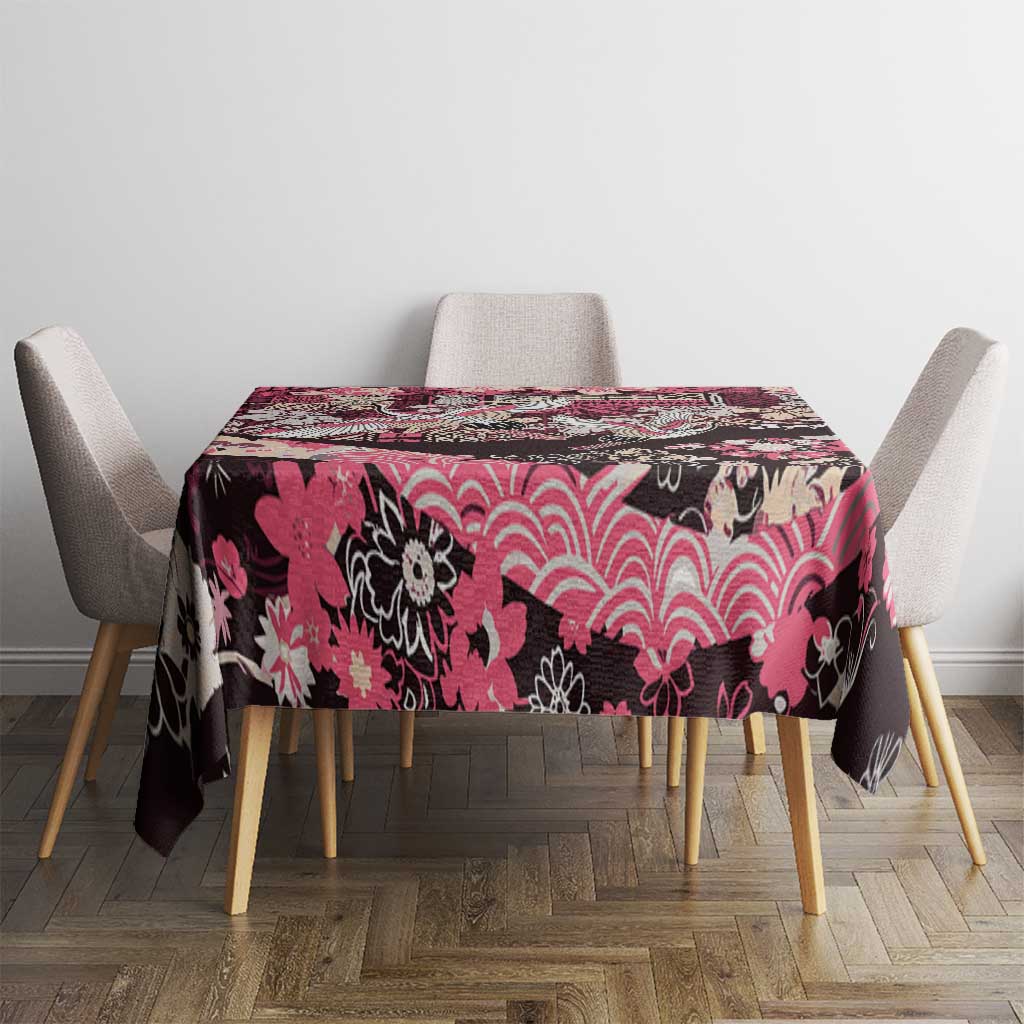 Japanese Hawaiian Crane Tablecloth Soft Pink Tapa Patchwork Pattern LT9 - Polynesian Pride
