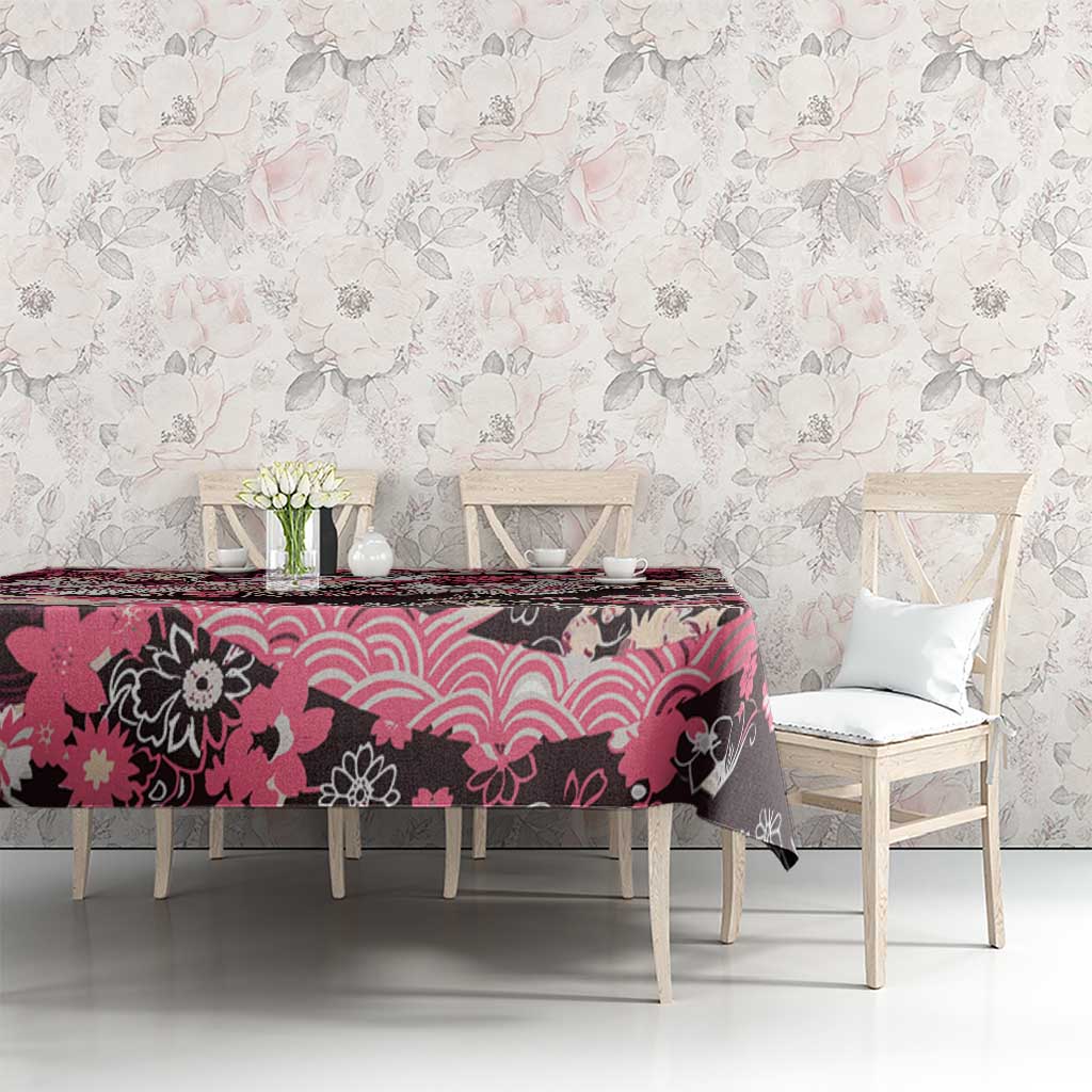 Japanese Hawaiian Crane Tablecloth Soft Pink Tapa Patchwork Pattern LT9 - Polynesian Pride
