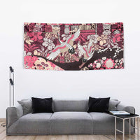 Japanese Hawaiian Crane Tapestry Soft Pink Tapa Patchwork Pattern LT9 - Polynesian Pride