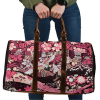 Japanese Hawaiian Crane Travel Bag Soft Pink Tapa Patchwork Pattern