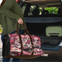 Japanese Hawaiian Crane Travel Bag Soft Pink Tapa Patchwork Pattern