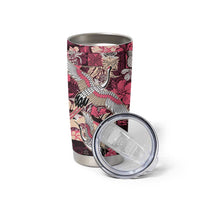 Japanese Hawaiian Crane Tumbler Cup Soft Pink Tapa Patchwork Pattern LT9 - Polynesian Pride