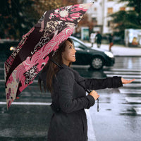 Japanese Hawaiian Crane Umbrella Soft Pink Tapa Patchwork Pattern LT9 - Polynesian Pride