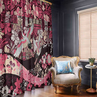 Japanese Hawaiian Crane Window Curtain Soft Pink Tapa Patchwork Pattern LT9 - Polynesian Pride