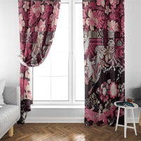 Japanese Hawaiian Crane Window Curtain Soft Pink Tapa Patchwork Pattern LT9 - Polynesian Pride
