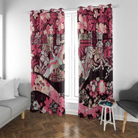 Japanese Hawaiian Crane Window Curtain Soft Pink Tapa Patchwork Pattern LT9 With Grommets Pink - Polynesian Pride