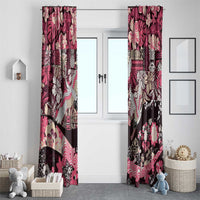Japanese Hawaiian Crane Window Curtain Soft Pink Tapa Patchwork Pattern LT9 - Polynesian Pride