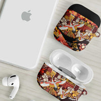 Japanese Hawaiian Crane AirPods Case Yellow Ochre Tapa Patchwork Pattern LT9 - Polynesian Pride