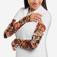 Japanese Hawaiian Crane Arm Sleeves Yellow Ochre Tapa Patchwork Pattern LT9 - Polynesian Pride