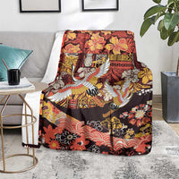 Japanese Hawaiian Crane Blanket Yellow Ochre Tapa Patchwork Pattern LT9 - Polynesian Pride
