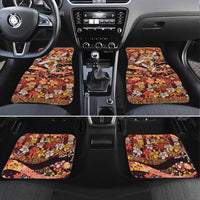 Japanese Hawaiian Crane Car Mats Yellow Ochre Tapa Patchwork Pattern LT9 Set 4pcs Yellow - Polynesian Pride