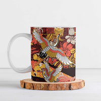 Japanese Hawaiian Crane Ceramic Mug Yellow Ochre Tapa Patchwork Pattern LT9 Yellow - Polynesian Pride