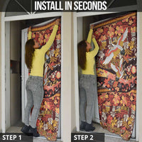 Japanese Hawaiian Crane Door Cover Yellow Ochre Tapa Patchwork Pattern LT9 - Polynesian Pride
