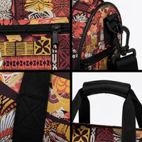 Japanese Hawaiian Crane Duffle Bag Yellow Ochre Tapa Patchwork Pattern LT9 - Polynesian Pride