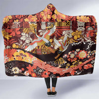 Japanese Hawaiian Crane Hooded Blanket Yellow Ochre Tapa Patchwork Pattern LT9 One Size Yellow - Polynesian Pride