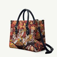 Japanese Hawaiian Crane Leather Bag Yellow Ochre Tapa Patchwork Pattern LT9 Yellow - Polynesian Pride
