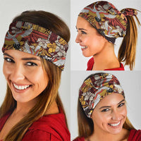 Japanese Hawaiian Crane Neck Gaiter Yellow Ochre Tapa Patchwork Pattern LT9 - Polynesian Pride