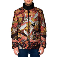 Japanese Hawaiian Crane Padded Jacket Yellow Ochre Tapa Patchwork Pattern LT9 Men Yellow - Polynesian Pride