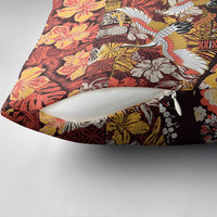 Japanese Hawaiian Crane Pillow Cover Yellow Ochre Tapa Patchwork Pattern LT9 - Polynesian Pride