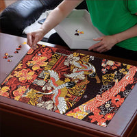 Japanese Hawaiian Crane Puzzle Yellow Ochre Tapa Patchwork Pattern LT9 - Polynesian Pride