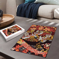Japanese Hawaiian Crane Puzzle Yellow Ochre Tapa Patchwork Pattern LT9 - Polynesian Pride