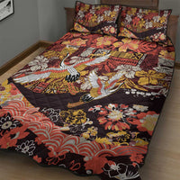 Japanese Hawaiian Crane Quilt Bed Set Yellow Ochre Tapa Patchwork Pattern LT9 - Polynesian Pride
