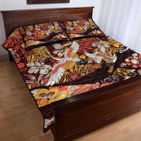 Japanese Hawaiian Crane Quilt Bed Set Yellow Ochre Tapa Patchwork Pattern LT9 - Polynesian Pride