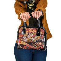 Japanese Hawaiian Crane Shoulder Handbag Yellow Ochre Tapa Patchwork Pattern LT9 One Size Yellow - Polynesian Pride