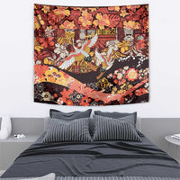 Japanese Hawaiian Crane Tapestry Yellow Ochre Tapa Patchwork Pattern LT9 - Polynesian Pride