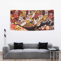 Japanese Hawaiian Crane Tapestry Yellow Ochre Tapa Patchwork Pattern LT9 - Polynesian Pride