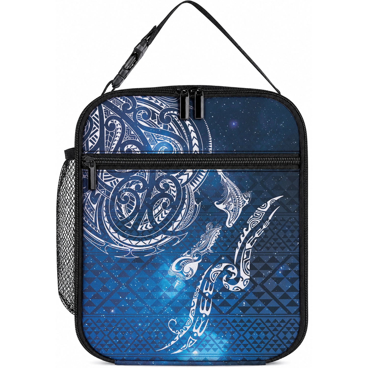 Matariki Galaxy Lunch Bag New Zealand Map Maori Pattern LT9 10.2 × 8.3 × 4.3 inch Blue - Polynesian Pride