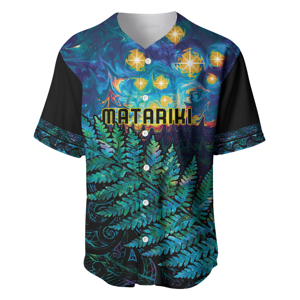 Matariki Te Tau Hou Maori Baseball Jersey New Zealand Silver Fern Night Starry Sky