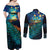 Matariki Te Tau Hou Maori Couples Matching Off Shoulder Maxi Dress and Long Sleeve Button Shirt New Zealand Silver Fern Night Starry Sky