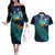 Matariki Te Tau Hou Maori Couples Matching Off The Shoulder Long Sleeve Dress and Hawaiian Shirt New Zealand Silver Fern Night Starry Sky