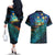 Matariki Te Tau Hou Maori Couples Matching Off The Shoulder Long Sleeve Dress and Hawaiian Shirt New Zealand Silver Fern Night Starry Sky