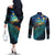 Matariki Te Tau Hou Maori Couples Matching Off The Shoulder Long Sleeve Dress and Long Sleeve Button Shirt New Zealand Silver Fern Night Starry Sky