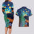 Personalised New Zealand Matariki Art Star Couples Matching Long Sleeve Bodycon Dress and Hawaiian Shirt Koru Fern Night Starry Sky