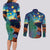 Personalised New Zealand Matariki Art Star Couples Matching Long Sleeve Bodycon Dress and Long Sleeve Button Shirt Koru Fern Night Starry Sky