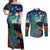 Personalised New Zealand Matariki Art Star Couples Matching Off Shoulder Maxi Dress and Long Sleeve Button Shirt Koru Fern Night Starry Sky