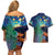 Personalised New Zealand Matariki Art Star Couples Matching Off Shoulder Short Dress and Hawaiian Shirt Koru Fern Night Starry Sky