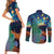 Personalised New Zealand Matariki Art Star Couples Matching Short Sleeve Bodycon Dress and Long Sleeve Button Shirt Koru Fern Night Starry Sky