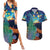 Personalised New Zealand Matariki Art Star Couples Matching Summer Maxi Dress and Hawaiian Shirt Koru Fern Night Starry Sky