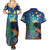 Personalised New Zealand Matariki Art Star Couples Matching Summer Maxi Dress and Hawaiian Shirt Koru Fern Night Starry Sky