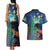 Personalised New Zealand Matariki Art Star Couples Matching Tank Maxi Dress and Hawaiian Shirt Koru Fern Night Starry Sky