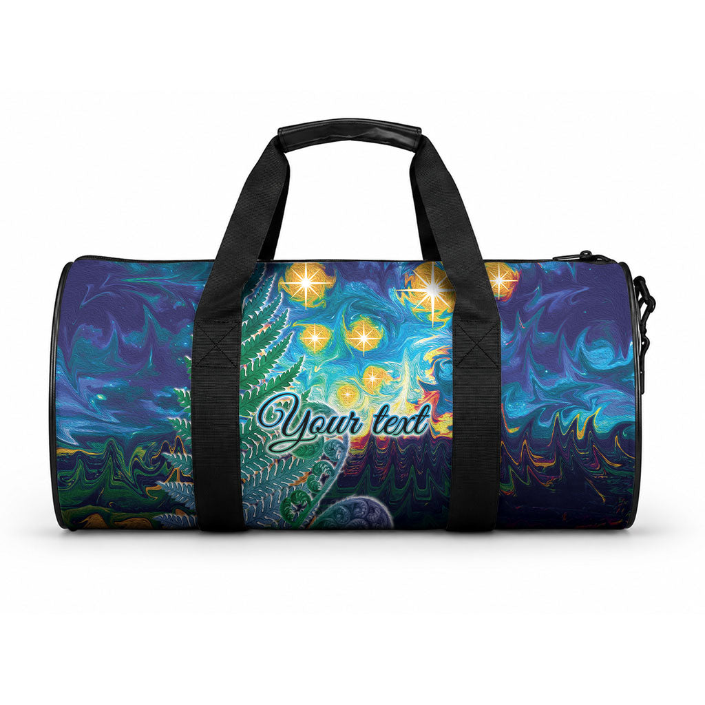 Personalised New Zealand Matariki Art Star Duffle Bag Koru Fern Night Starry Sky LT9 One size Black - Polynesian Pride