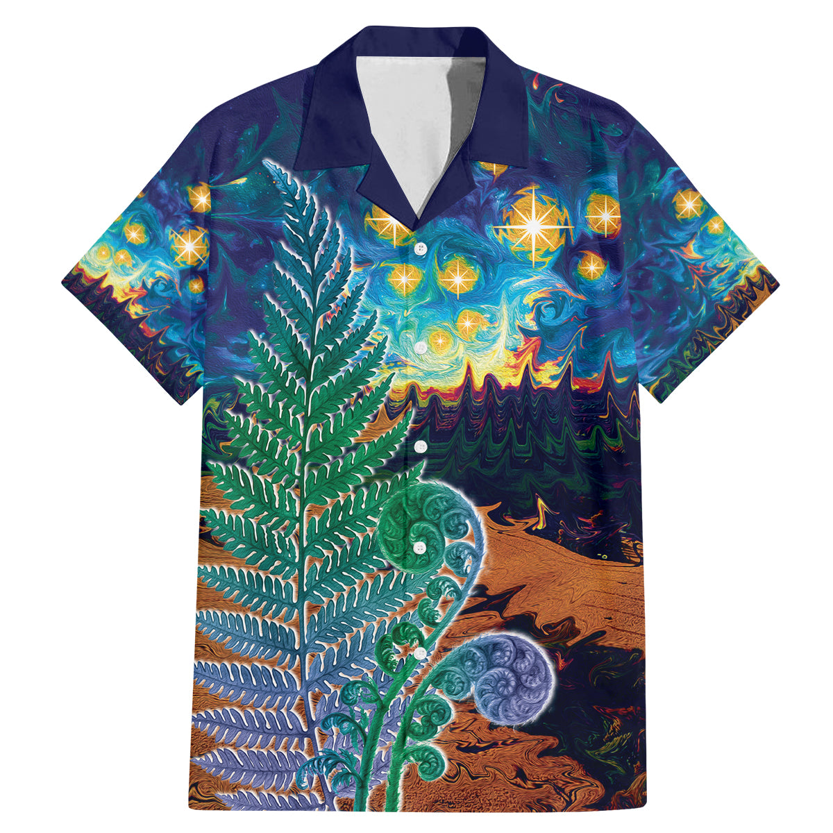 Personalised New Zealand Matariki Art Star Family Matching Mermaid Dress and Hawaiian Shirt Koru Fern Night Starry Sky